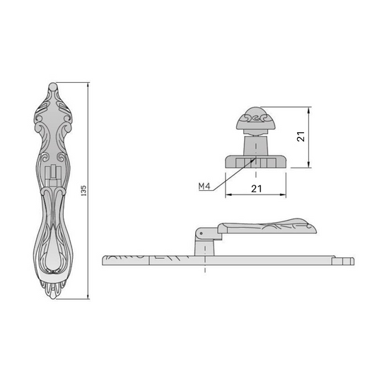 Vintage Hanging Handle - 21mm - Antique Brass