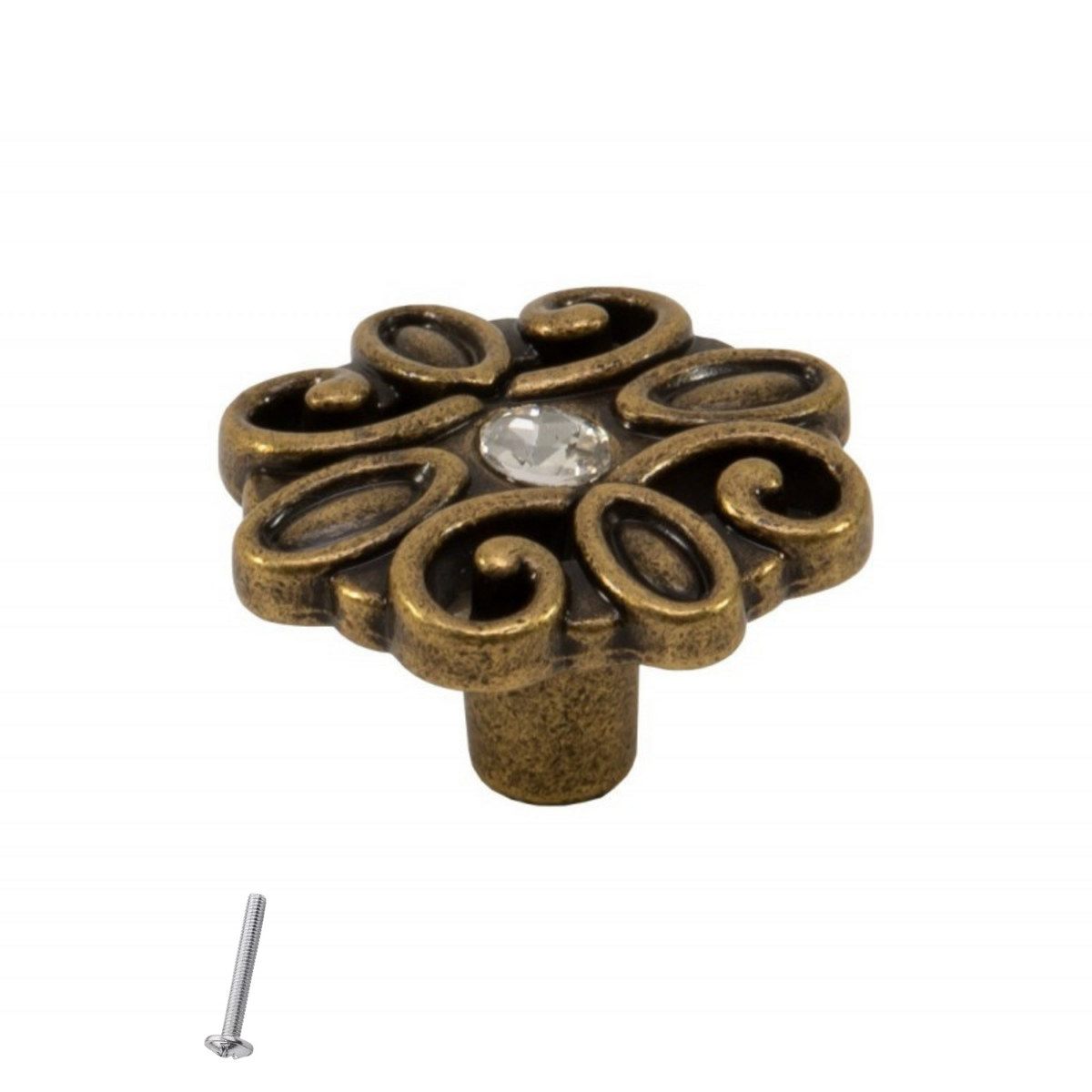 Vintage Cabinet Knob - Flower Shape - 36mm x 45mm - Antique Brass – Furnica