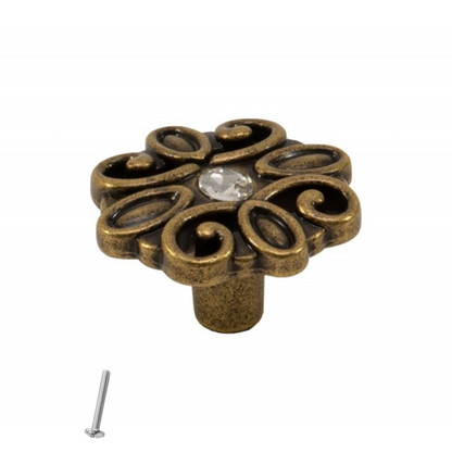 Vintage Cabinet Knob - Flower Shape - 36mm x 45mm - Antique Brass – Furnica