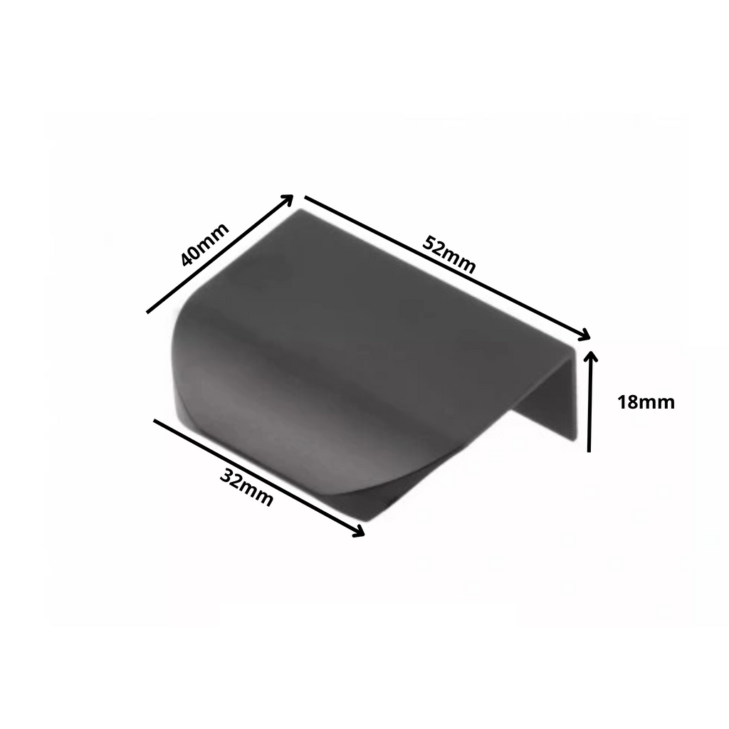 Edge Grip Round Profile Handle 32mm (52mm total length) - Black Matt