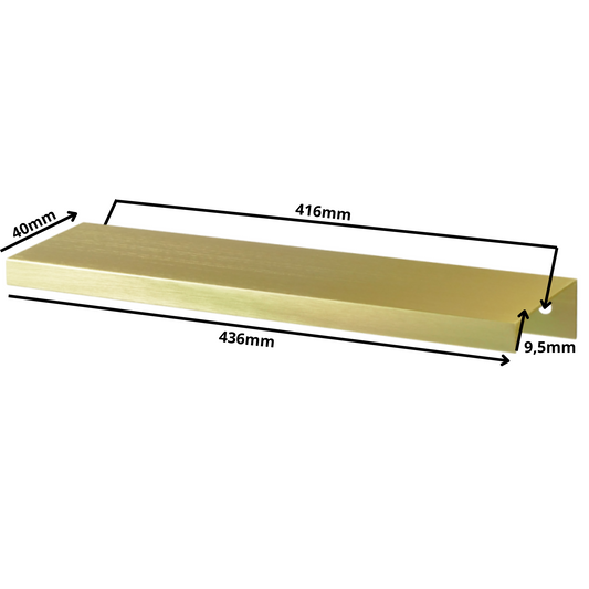 Edge Grip Round Profile Handle 416mm (436mm total length) - Gold