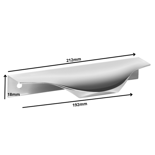 Edge Grip Round Profile Handle 192mm (212mm total length) - Aluminium
