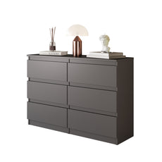 GABRIEL - Chest of 6 Drawers - Bedroom Dresser Storage Cabinet Sideboard - Anthracite H71cm W100cm D33cm