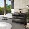 GABRIEL - Chest of 6 Drawers - Bedroom Dresser Storage Cabinet Sideboard - Anthracite / Black Gloss H71cm W100cm D33cm
