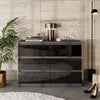 GABRIEL - Chest of 6 Drawers - Bedroom Dresser Storage Cabinet Sideboard - Anthracite / Black Gloss H71cm W100cm D33cm