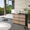 GABRIEL - Chest of 6 Drawers - Bedroom Dresser Storage Cabinet Sideboard - Anthracite / Wotan Oak H71cm W100cm D33cm