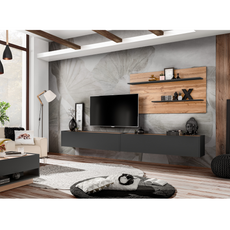 CARLO III - Living Room Furniture Set - Anthracite Grey / Wotan Oak