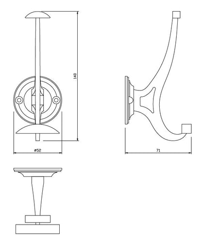 Double Hat & Coat Hook - 140mm - Black (2) – Furnica
