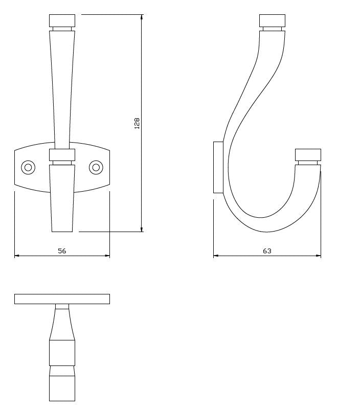 Double Hat and Coat Hook - 128 mm - Matt Gold