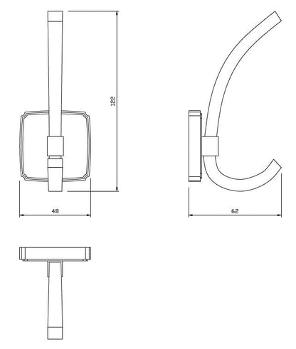 Double Hat and Coat Hook - 122 mm - Chrome