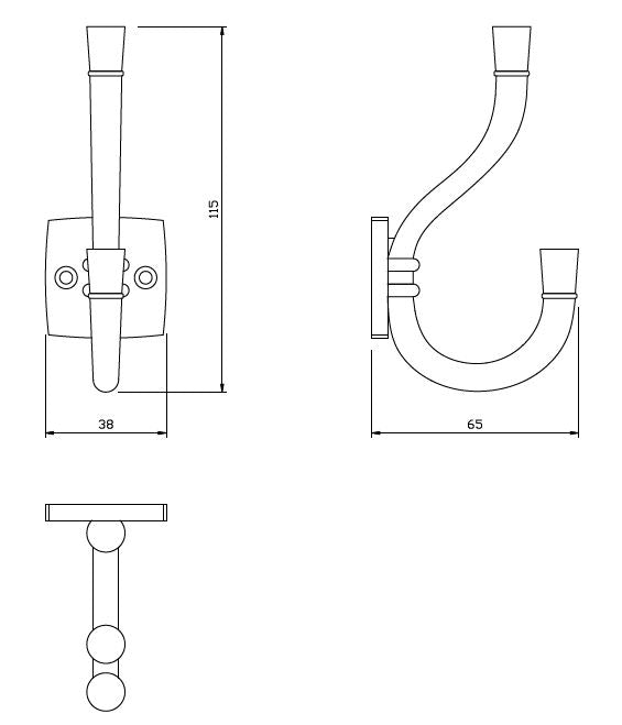 Double Hat & Coat Hook - 115mm - Gold Matt (2) – Furnica
