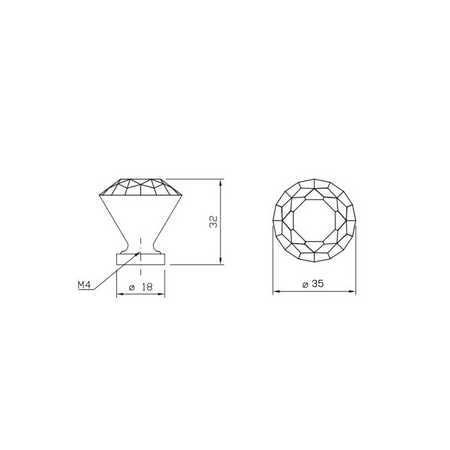 Crystal Glass Effect Cabinet Knob - Ø35mm - Gold (2) – Furnica