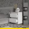 GABRIEL BIG – Bedside Table / Nightstand with 2 Drawers – White Matt – H50 cm W41 cm D33 cm