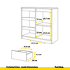 MIKEL - Chest of 3 Drawers and 1 Door - Bedroom Dresser Storage Cabinet Sideboard - Anthracite / White Gloss H75cm W80cm D35cm