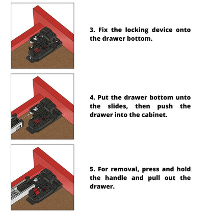 Set of Soft-Close Concealed Undermount Slides, Full Extension