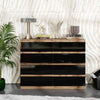 GABRIEL - Chest of 8 Drawers - Bedroom Dresser Storage Cabinet Sideboard - Wotan Oak / Black Gloss H92cm W120cm D33cm