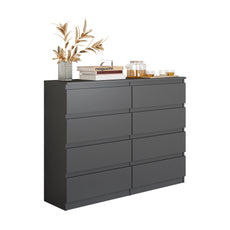 GABRIEL - Chest of 8 Drawers - Bedroom Dresser Storage Cabinet Sideboard - Anthracite H92cm W120cm D33cm