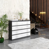 GABRIEL - Chest of 8 Drawers - Bedroom Dresser Storage Cabinet Sideboard - Anthracite / White Gloss H92cm W120cm D33cm
