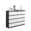 GABRIEL - Chest of 8 Drawers - Bedroom Dresser Storage Cabinet Sideboard - Anthracite / White Matt H92cm W120cm D33cm