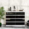 GABRIEL - Chest of 8 Drawers - Bedroom Dresser Storage Cabinet Sideboard - White Matt / Black Gloss H92cm W120cm D33cm