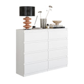 GABRIEL - Chest of 8 Drawers - Bedroom Dresser Storage Cabinet Sideboard - White Matt H92cm W120cm D33cm