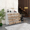 GABRIEL - Chest of 8 Drawers - Bedroom Dresser Storage Cabinet Sideboard - White Matt / Wotan Oak H92cm W120cm D33cm