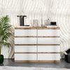 GABRIEL - Chest of 8 Drawers - Bedroom Dresser Storage Cabinet Sideboard - Wotan Oak / White Matt H92cm W120cm D33cm