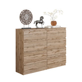 GABRIEL - Chest of 8 Drawers - Bedroom Dresser Storage Cabinet Sideboard - Wotan Oak H92cm W120cm D33cm