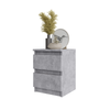 GABRIEL - Bedside Table - Nightstand with 2 drawers - Concrete H40cm W30cm D30cm