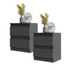 GABRIEL - Bedside Table - Nightstand with 2 drawers - Anthracite H50cm W41cm D33cm
