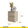 GABRIEL - Bedside Table - Nightstand with 2 drawers - Sonoma Oak H40cm W30cm D30cm