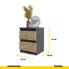 GABRIEL - Bedside Table - Nightstand with 2 drawers - Anthracite / Wotan Oak H40cm W30cm D30cm