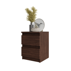 GABRIEL - Bedside Table - Nightstand with 2 drawers - Wenge H40cm W30cm D30cm