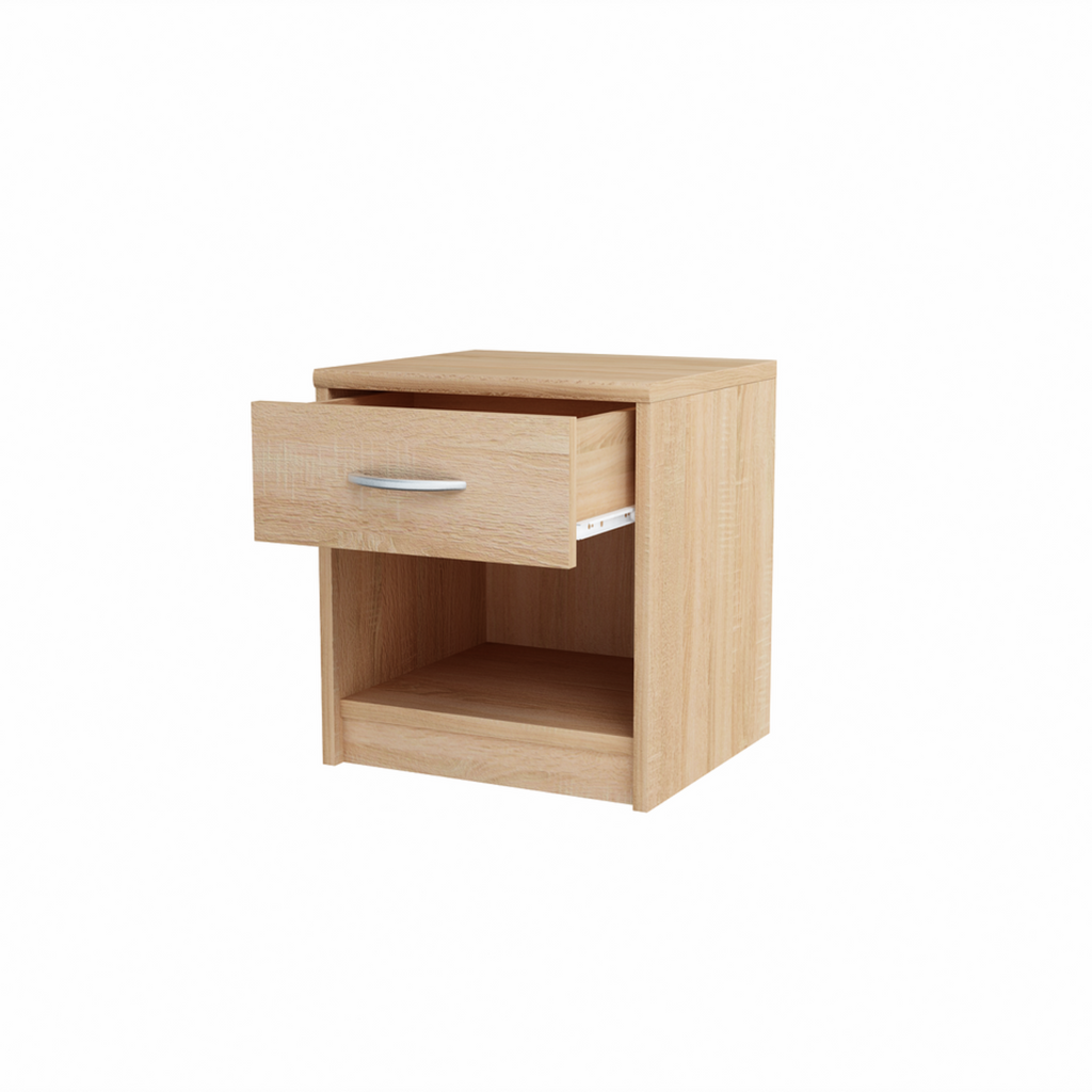 JULIA - Bedside Table - Nightstand with 1 Drawer - Sonoma Oak H45cm W39cm D35cm