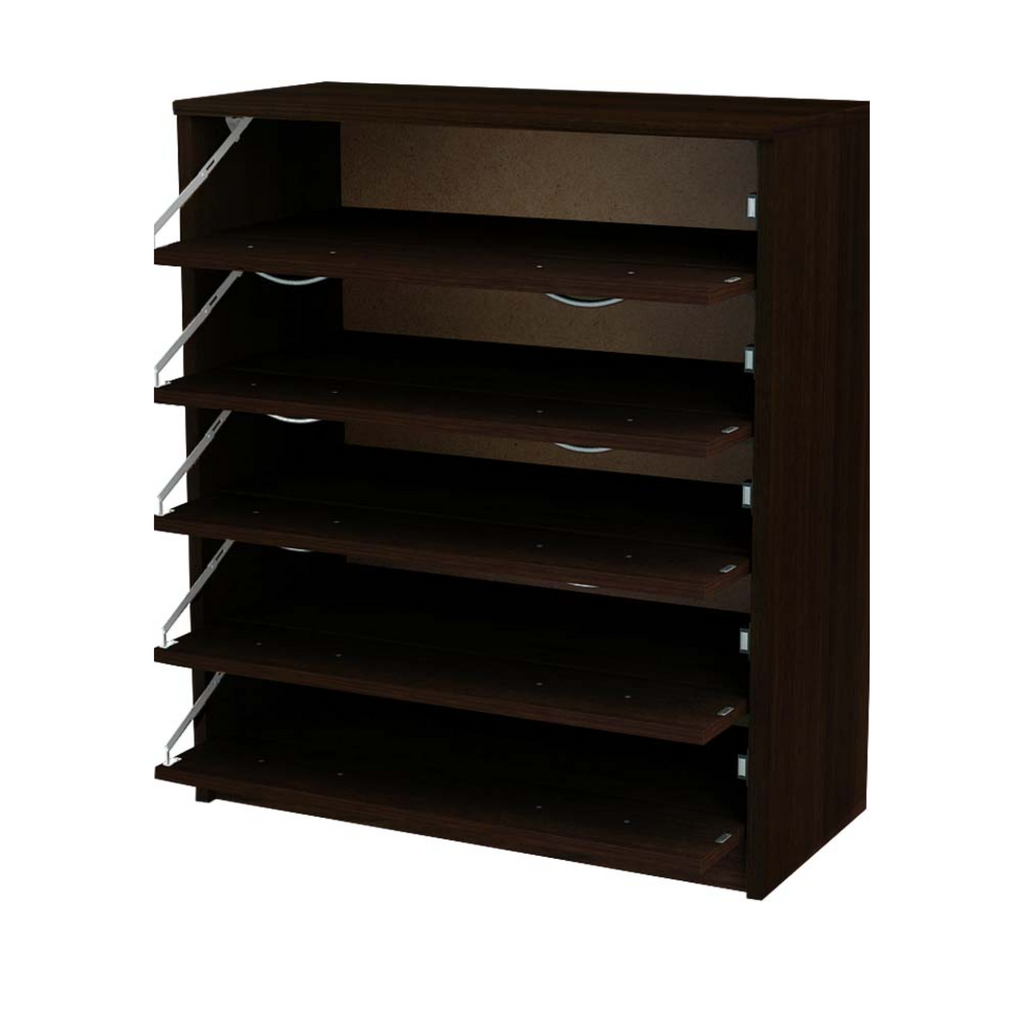 JULIA - Shoe Cabinet - 5 Tier Storage - Wenge H85cm W74cm D35cm