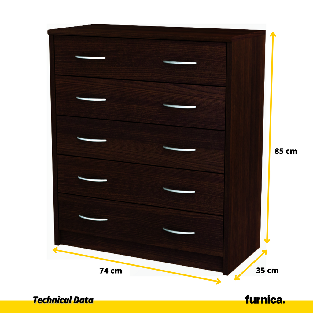 JULIA - Shoe Cabinet - 5 Tier Storage - Wenge H85cm W74cm D35cm