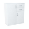 JULIA - Chest of 2 Drawers and 2 Doors - Bedroom Dresser Storage Cabinet Sideboard - White Matt H85cm W74cm D35cm