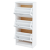 JULIA - Shoe Cabinet - 3 Tier Storage - White Matt H116cm W50cm D28cm