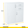 JULIA - Chest of 2 Drawers and 2 Doors - Bedroom Dresser Storage Cabinet Sideboard - White Matt H85cm W74cm D35cm