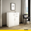 JULIA - Chest of 2 Drawers and 2 Doors - Bedroom Dresser Storage Cabinet Sideboard - White Matt H85cm W74cm D35cm