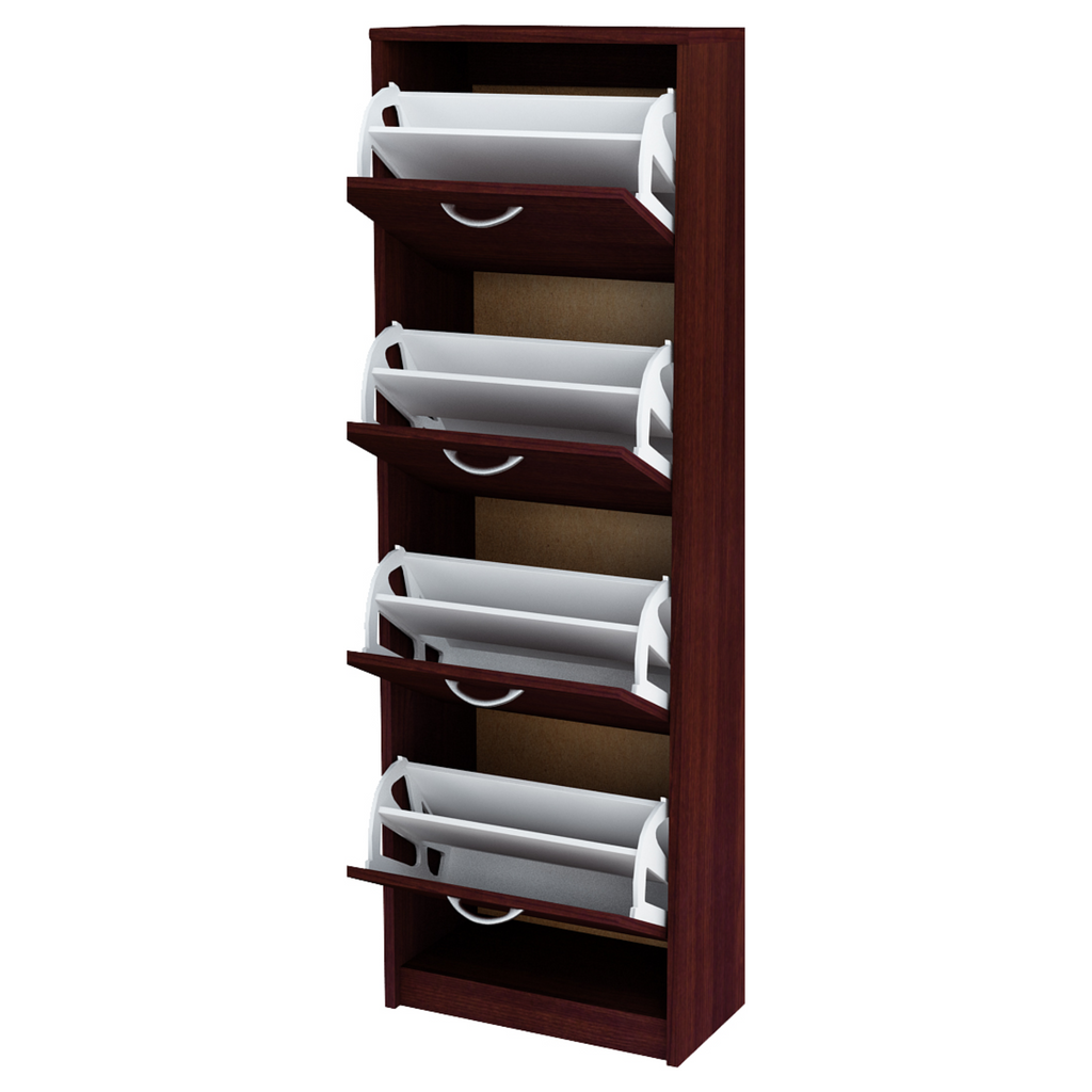 JULIA - Shoe Cabinet - 4 Tier Storage - Wenge H152cm W50cm D28cm