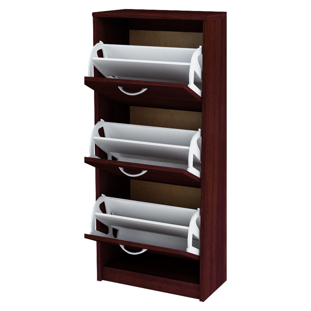 JULIA - Shoe Cabinet - 3 Tier Storage - Wenge H116cm W50cm D28cm