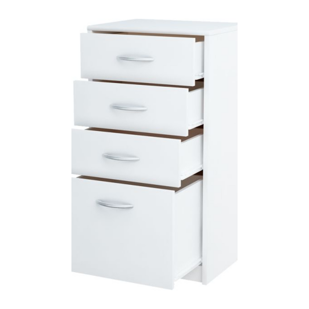 JULIA - Chest of 4 Drawers - Bedroom Dresser Storage Cabinet Sideboard - White Matt H85cm W45cm D35cm