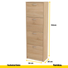 JULIA - Shoe Cabinet - 4 Tier Storage - Sonoma Oak H152cm W50cm D28cm