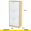 JULIA - Shoe Cabinet - 3 Tier Storage - Sonoma Oak / White Matt H116cm W50cm D28cm