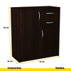 JULIA - Chest of 2 Drawers and 2 Doors - Bedroom Dresser Storage Cabinet Sideboard - Wenge H85cm W74cm D35cm