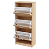 JULIA - Shoe Cabinet - 3 Tier Storage - Sonoma Oak H116cm W50cm D28cm