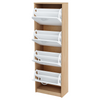 JULIA - Shoe Cabinet - 4 Tier Storage - Sonoma Oak / White Matt H152cm W50cm D28cm