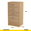 JULIA - Chest of 4 Drawers - Bedroom Dresser Storage Cabinet Sideboard - Sonoma Oak H85cm W45cm D35cm