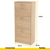 JULIA - Shoe Cabinet - 3 Tier Storage - Sonoma Oak H116cm W50cm D28cm